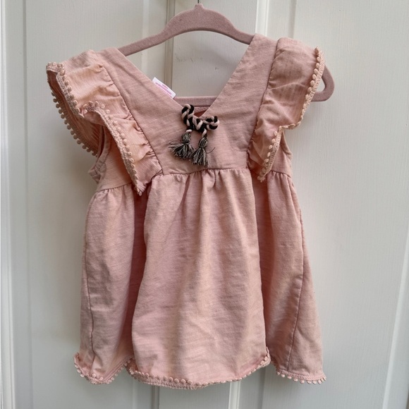 Tommy Bahama 3T Girls Blush Pink Fringe Flutter Short Sleeve Blouse Top - Picture 5 of 5